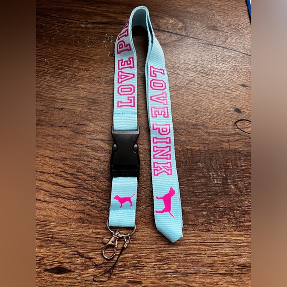 LOVE PINK Victoria Secret Detachable Lanyard light baby blue and pink - Picture 3 of 6